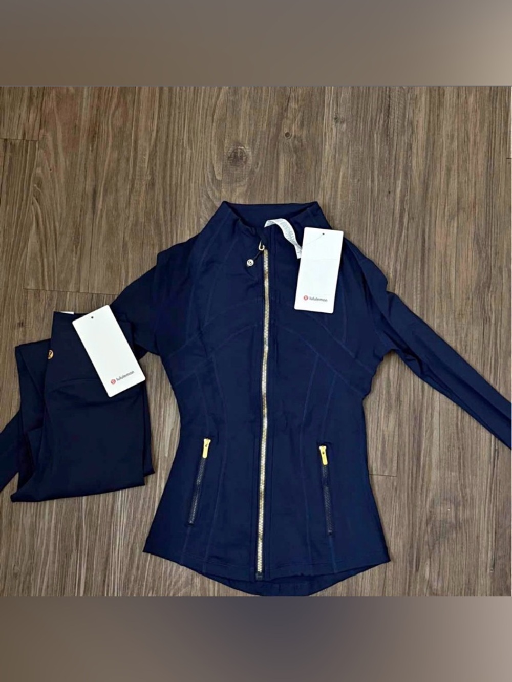 lululemon athletica Navy Full-Zip Athletic Jacket with Gold Hardware